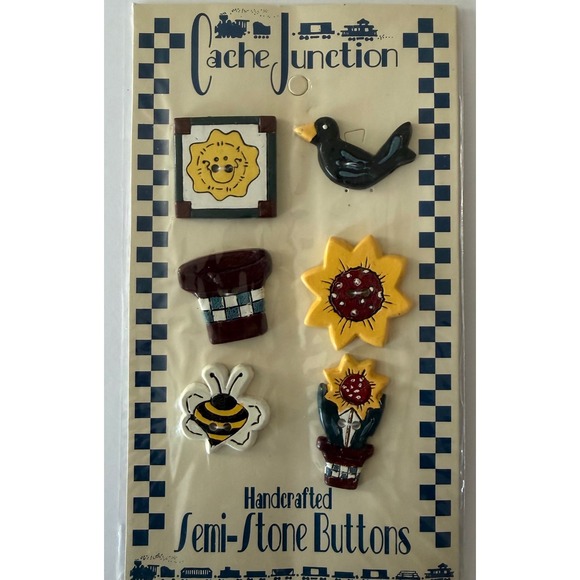 Cache Junction Other - Cache Junction Semi Stone Buttons Bee Sunflower Blackbird Boots N-709 VTG 90s